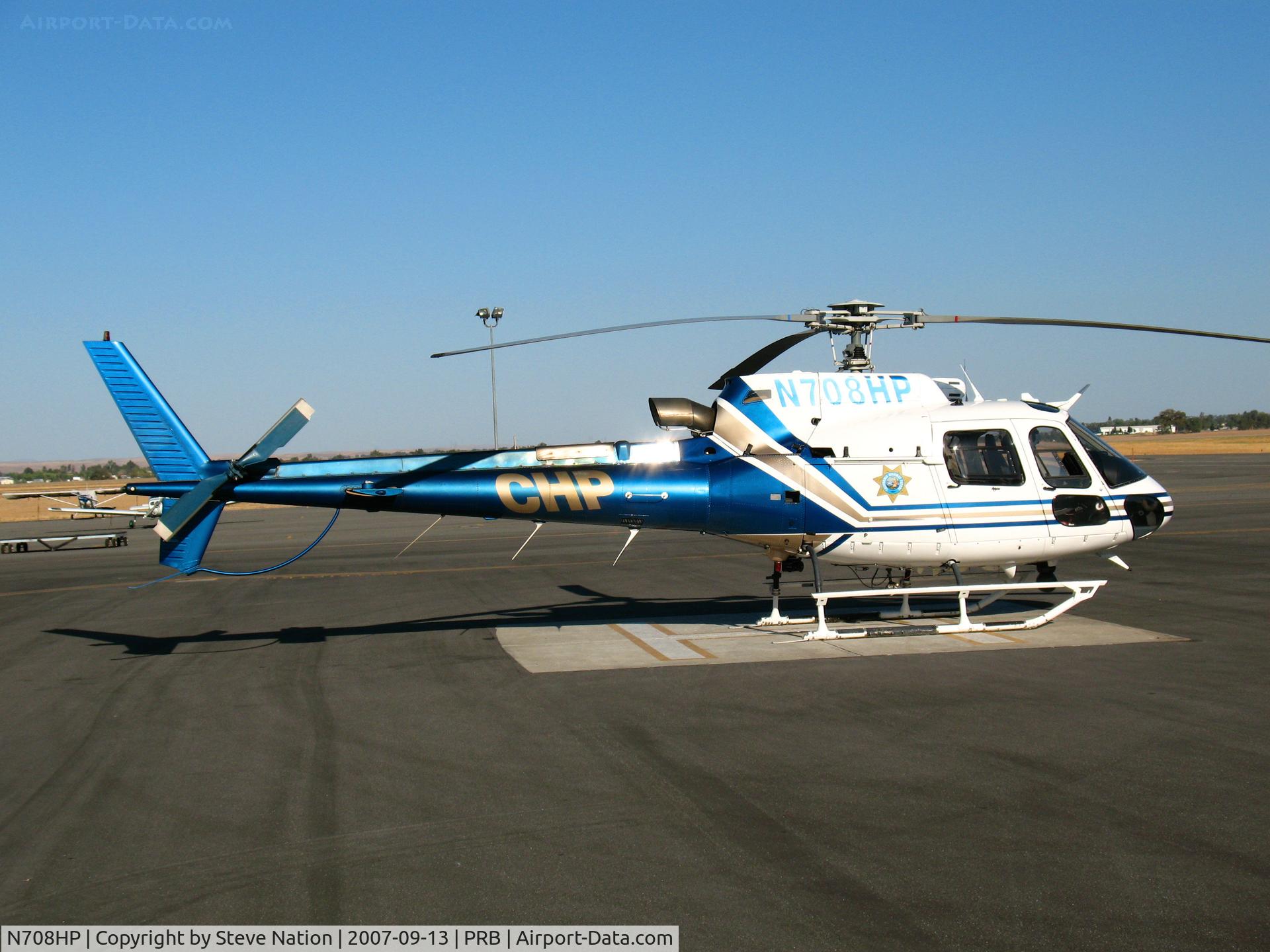 N708HP, 1999 Aerospatiale AS-350B-3 Ecureuil C/N 3244, California Highway Patrol/CHP Eurocopter AS 350 B3 in full sunlight @ Paso Robles Municipal Airport, CA