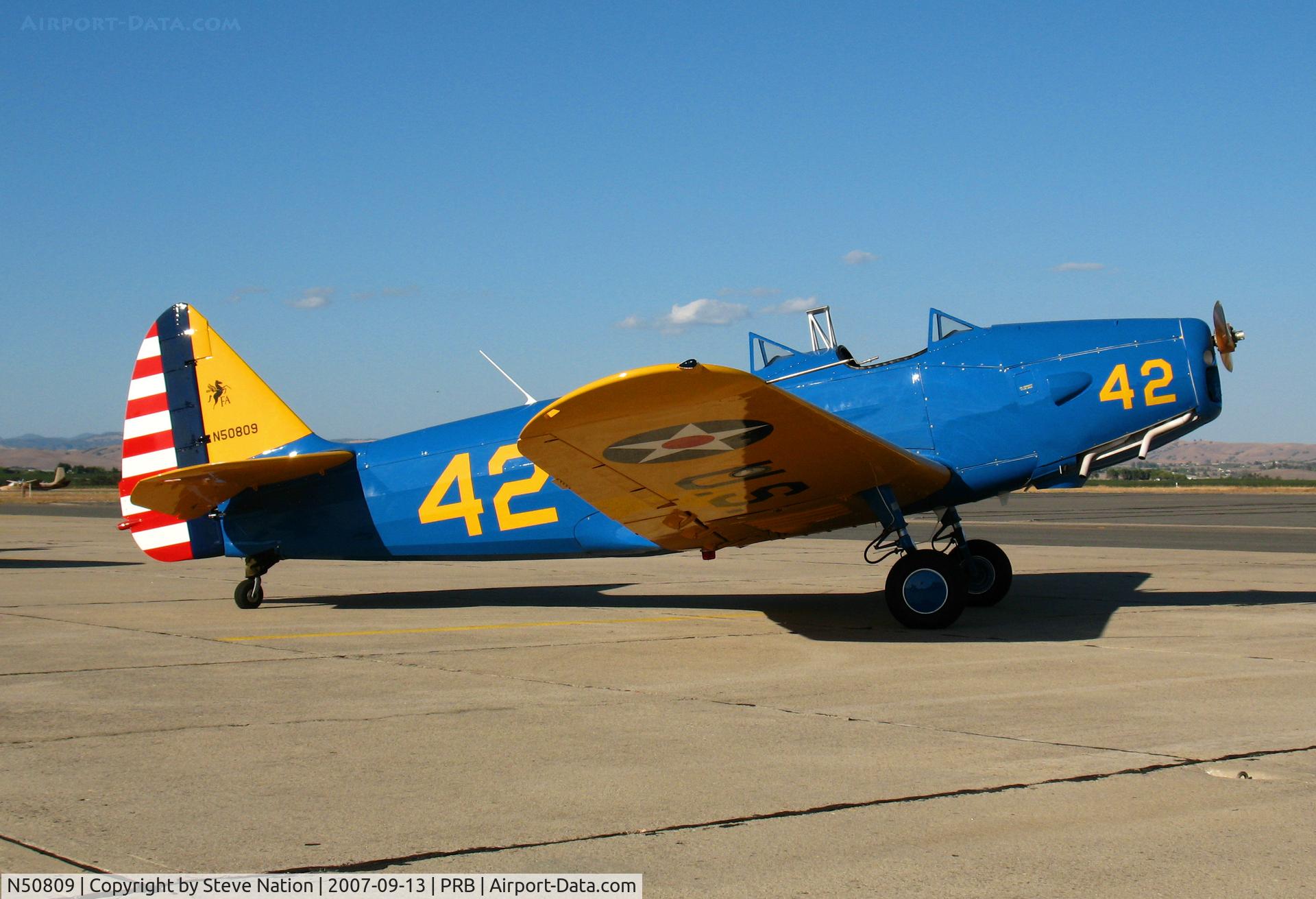N50809, 1942 Fairchild M-62A C/N 7763AE, 1942 Fairchild M-62A in USAAC c/s at #42  @ Paso Robles Municipal Airport, CA