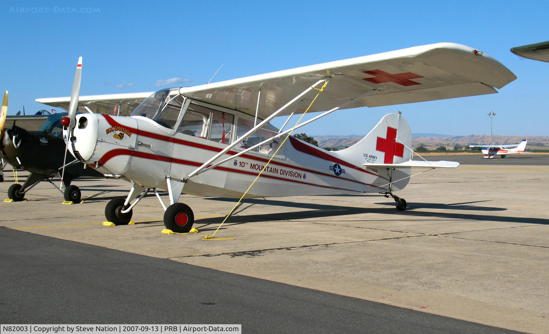 N82003, 1946 Aeronca 7AC Champion C/N 7AC-628, Locally-based 1946 Aeronca 7AC as 10th Mountain Division medevac @ Paso Robles Municipal Airport, CA