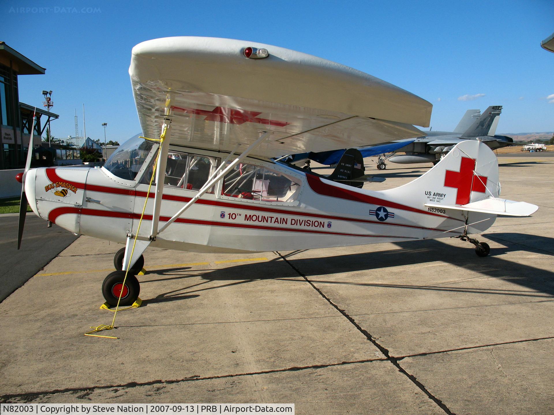 N82003, 1946 Aeronca 7AC Champion C/N 7AC-628, Locally-based 1946 Aeronca 7AC as 10th Mountain Division medevac @ Paso Robles Municipal Airport, CA