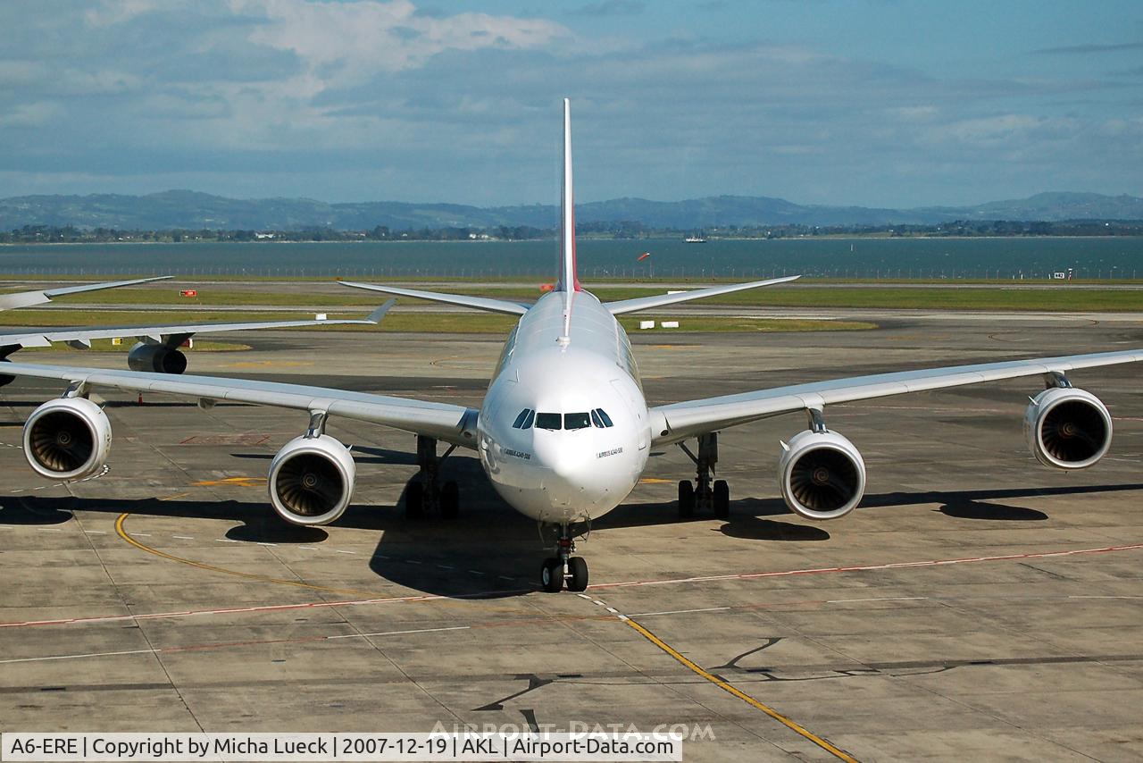 A6-ERE, 2004 Airbus A340-541 C/N 572, At Auckland