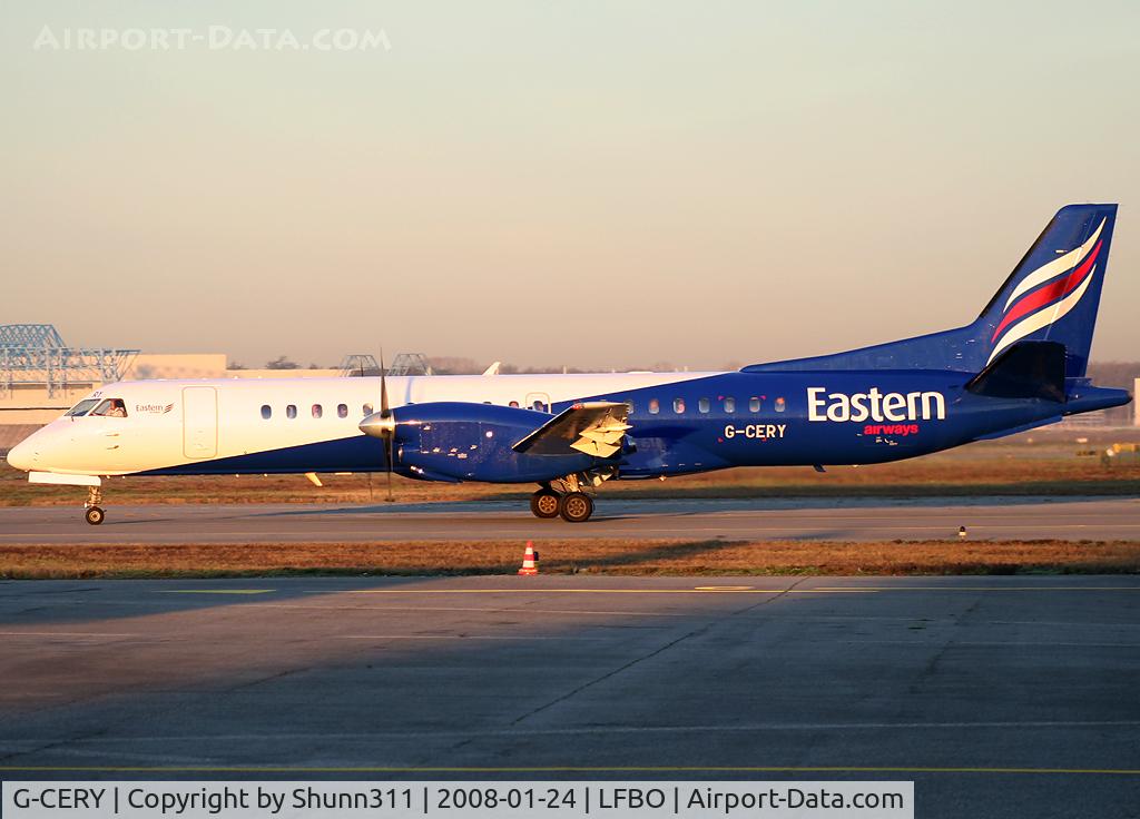 G-CERY, 1994 Saab 2000 C/N 2000-008, Rolling at holding point rwy 14L to Saarbrucken
