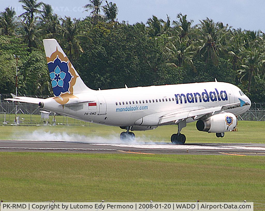 PK-RMD, 2007 Airbus A319-132 C/N 3252, just landed at DPS