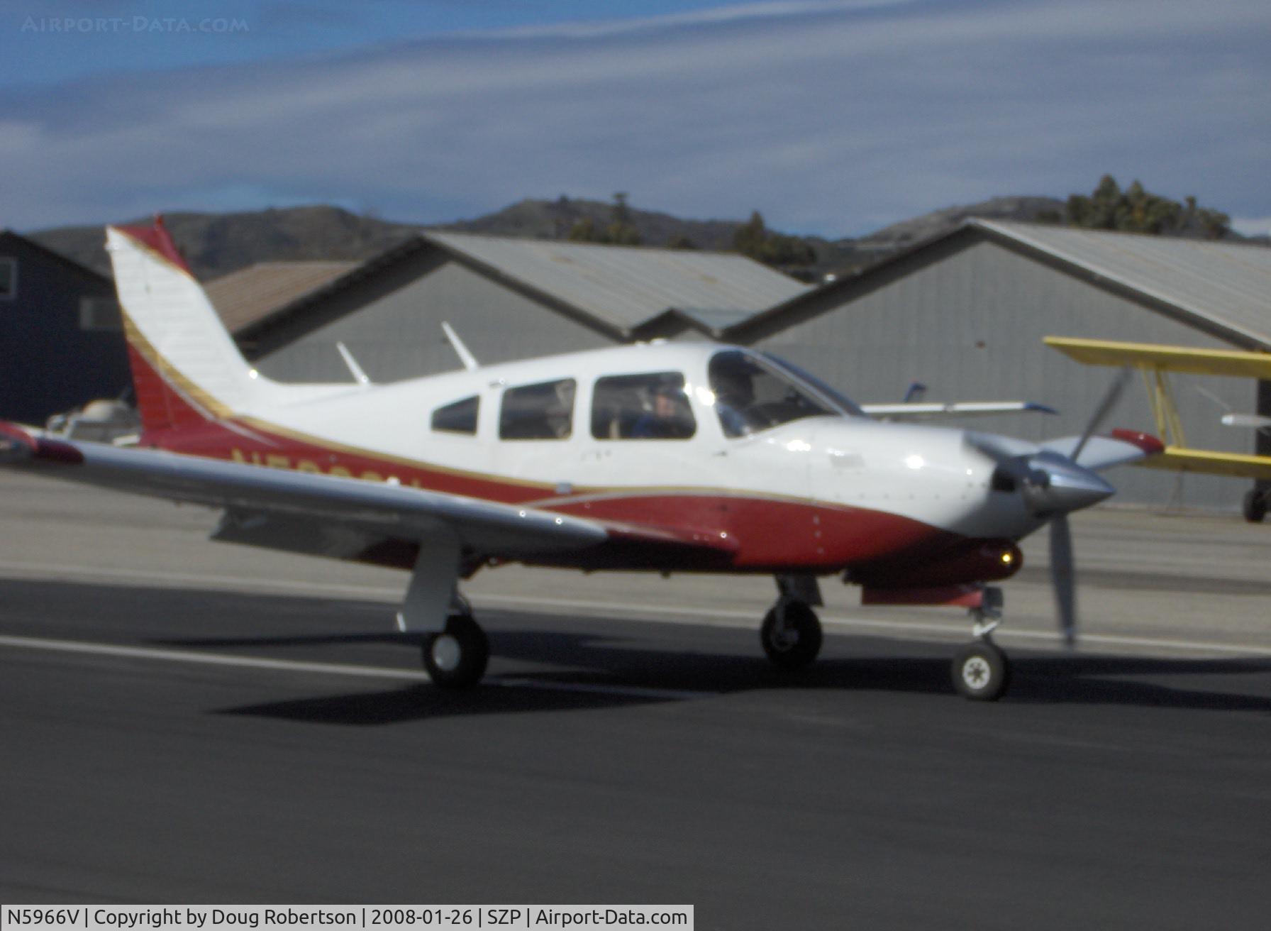 N5966V, 1977 Piper PA-28R-201T Cherokee Arrow III C/N 28R-7703172, 1977 Piper PA-28R-201T TURBO ARROW III, Continental TSIO-360-F 200 Hp, first year of tapered wing, landing roll Rwy 04