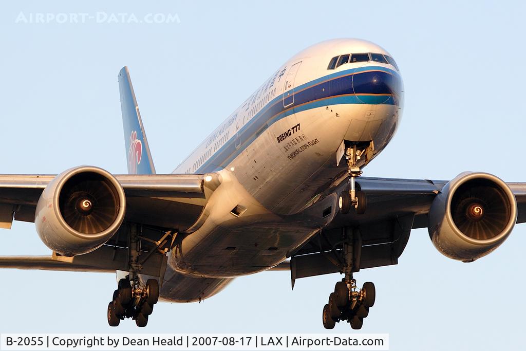 B-2055, 1997 Boeing 777-21B/ER C/N 27524, China Southern B-2055 on short-final to RWY 24R late in the day.