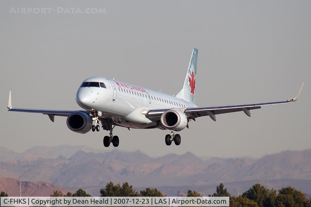 C-FHKS, 2007 Embraer 190AR (ERJ-190-100IGW) C/N 19000064, Air Canada C-FHKS (FLT ACA597) from Lester B Pearson Toronto Int'l (CYYZ) on short-final to RWY 25L.