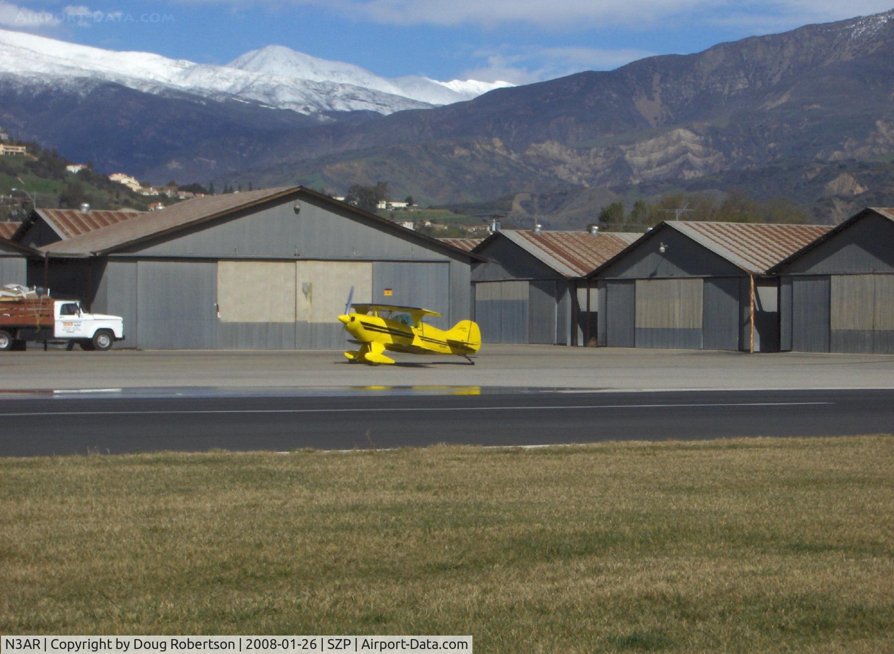 N3AR, 1974 Pitts S-1S Special C/N 10, 1974 Russell PITTS SPECIAL S-1S fully aerobatic, Lycoming O&VO-360 180 Hp, warmup. That's snow above 5,000 feet.