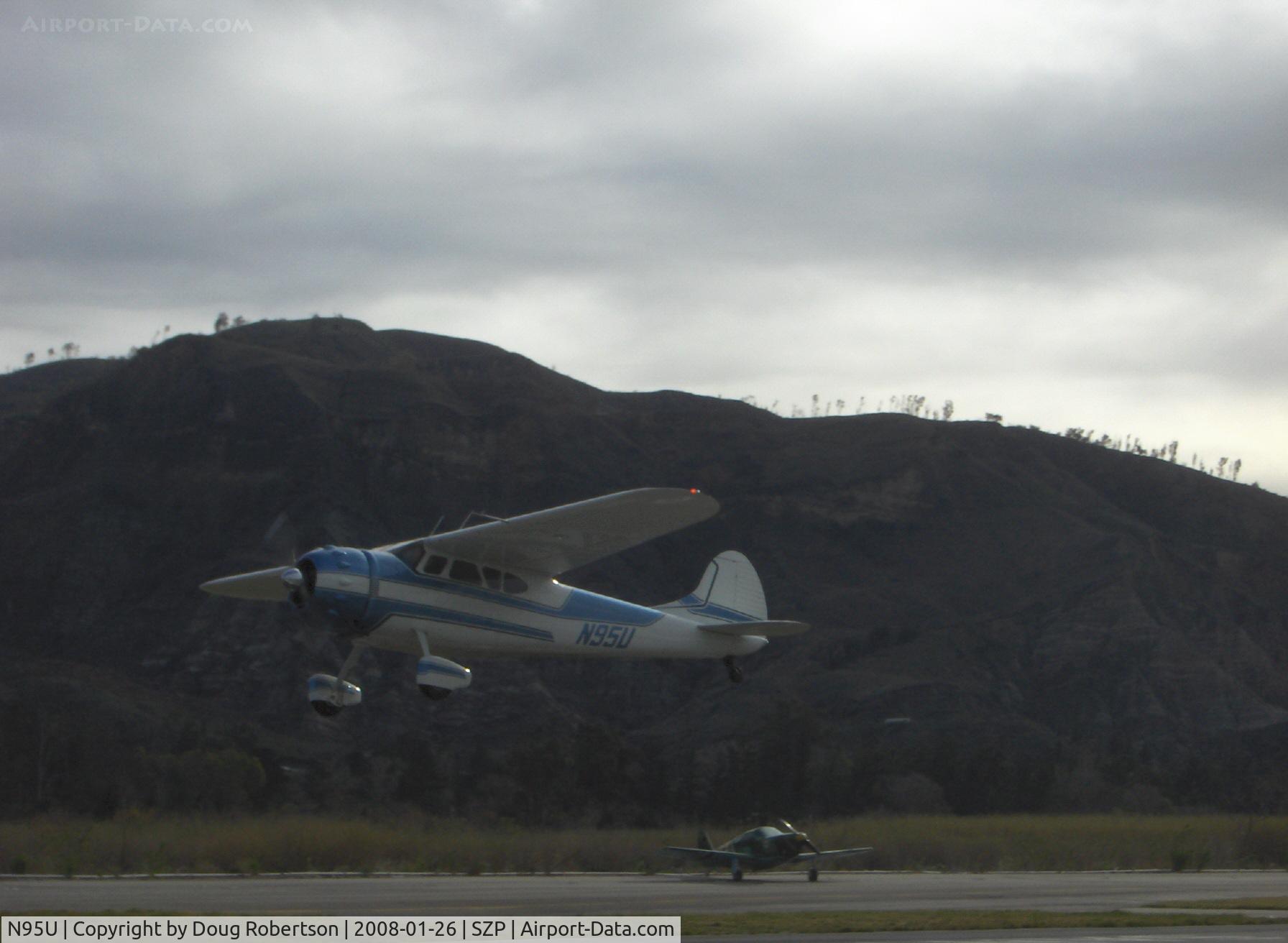 N95U, 1951 Cessna 195A C/N 7714, 1951 Cessna 195A BUSINESSLINER, Jacobs R755A 275 Hp, takeoff climb Rwy 04