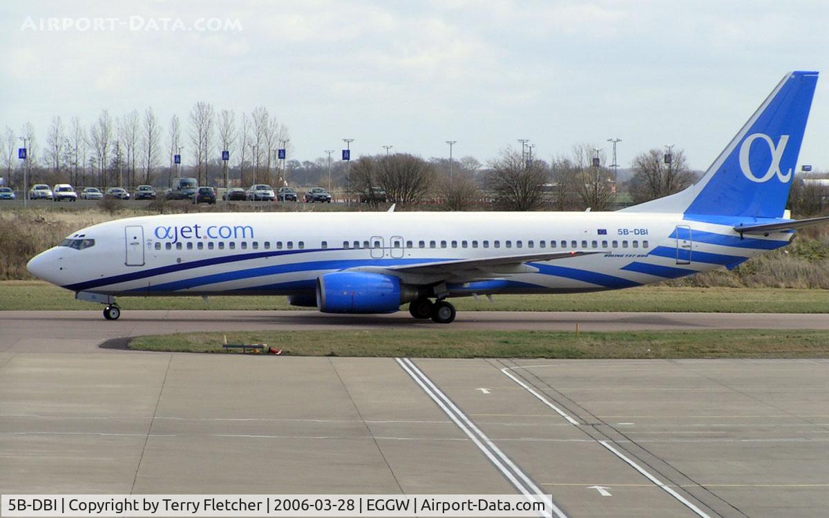 5B-DBI, 2001 Boeing 737-86N C/N 30807, Former Helios Aircraft in new guise as Ajet at Luton in March 2006