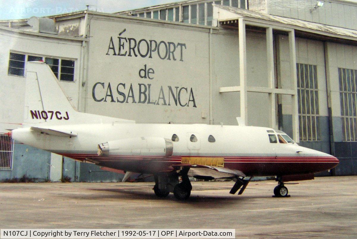 N107CJ, 1964 North American NA-265-40 Sabreliner C/N 282-12, Despite the background titles (used for a Film set) - this photograph was taken at Opa Locka in 1992