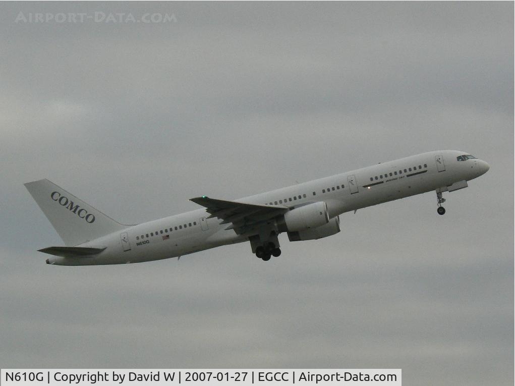 N610G, 1999 Boeing 757-22L C/N 29304, Taking off at Manchester