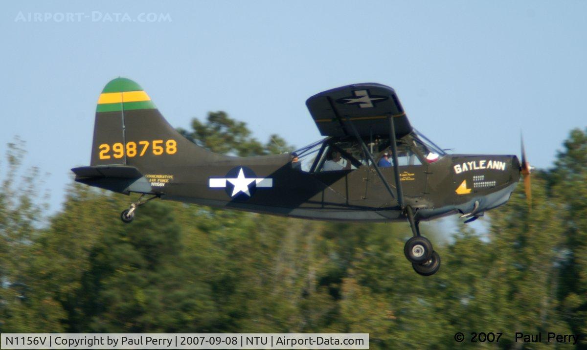 N1156V, 1943 Stinson L-5 Sentinel C/N 60507, Right at home, treetop level