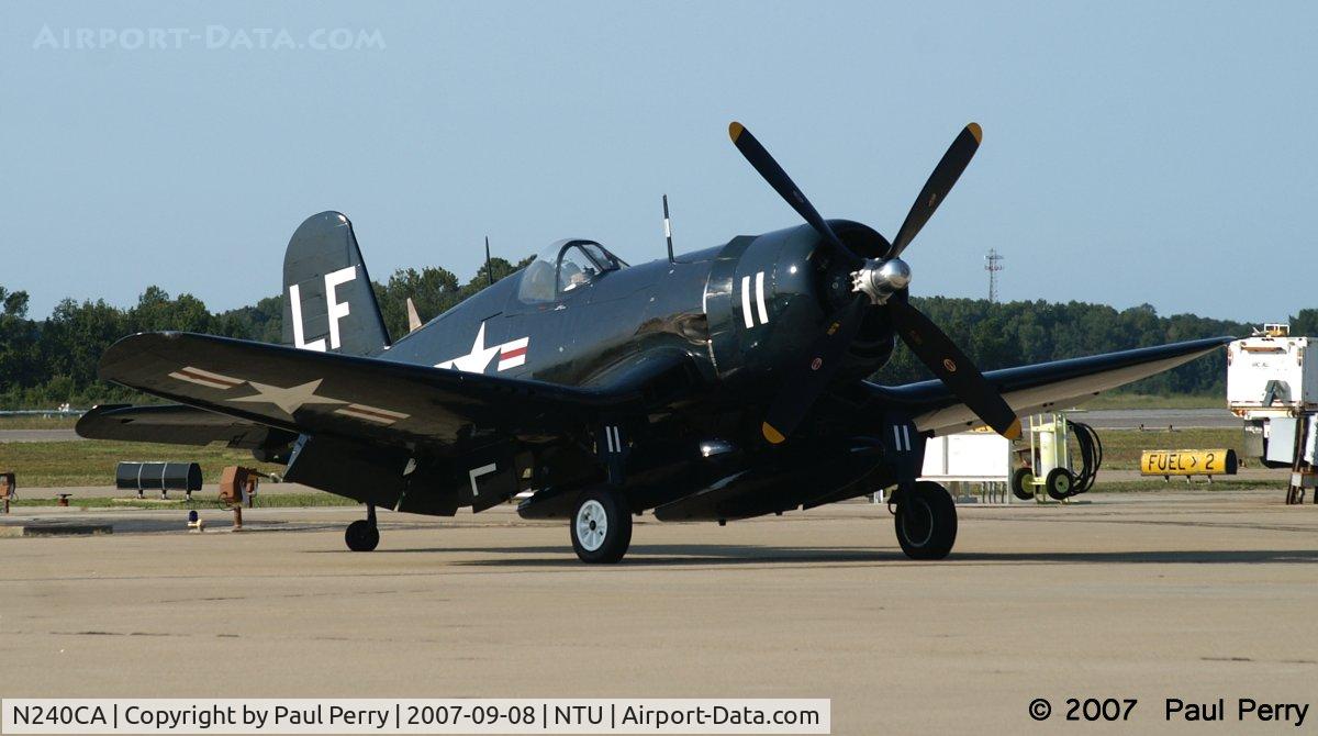 N240CA, 1945 Vought F4U-4 Corsair C/N 9513, At the close of the show, she is all alone on her section of the ramp