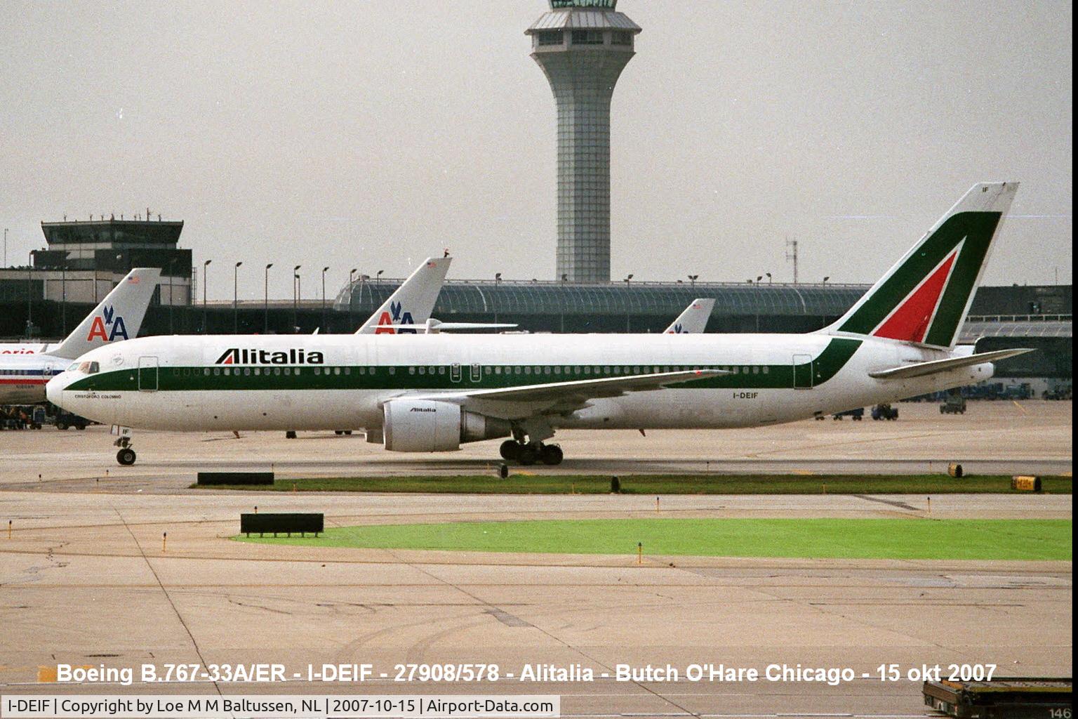I-DEIF, 1995 Boeing 767-33A C/N 27908, Arriving at Terminal-2 Chicago O'Hare Int'l