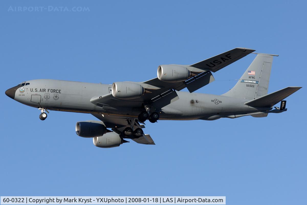 60-0322, 1960 Boeing KC-135R Stratotanker C/N 18097, Final for RWY25L.
