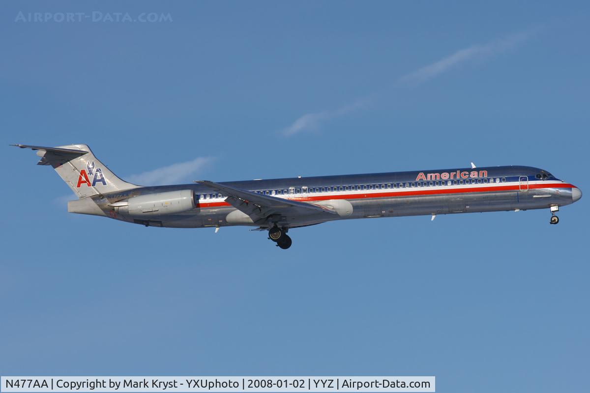N477AA, 1988 McDonnell Douglas MD-82 (DC-9-82) C/N 49652, Final for RWY05.