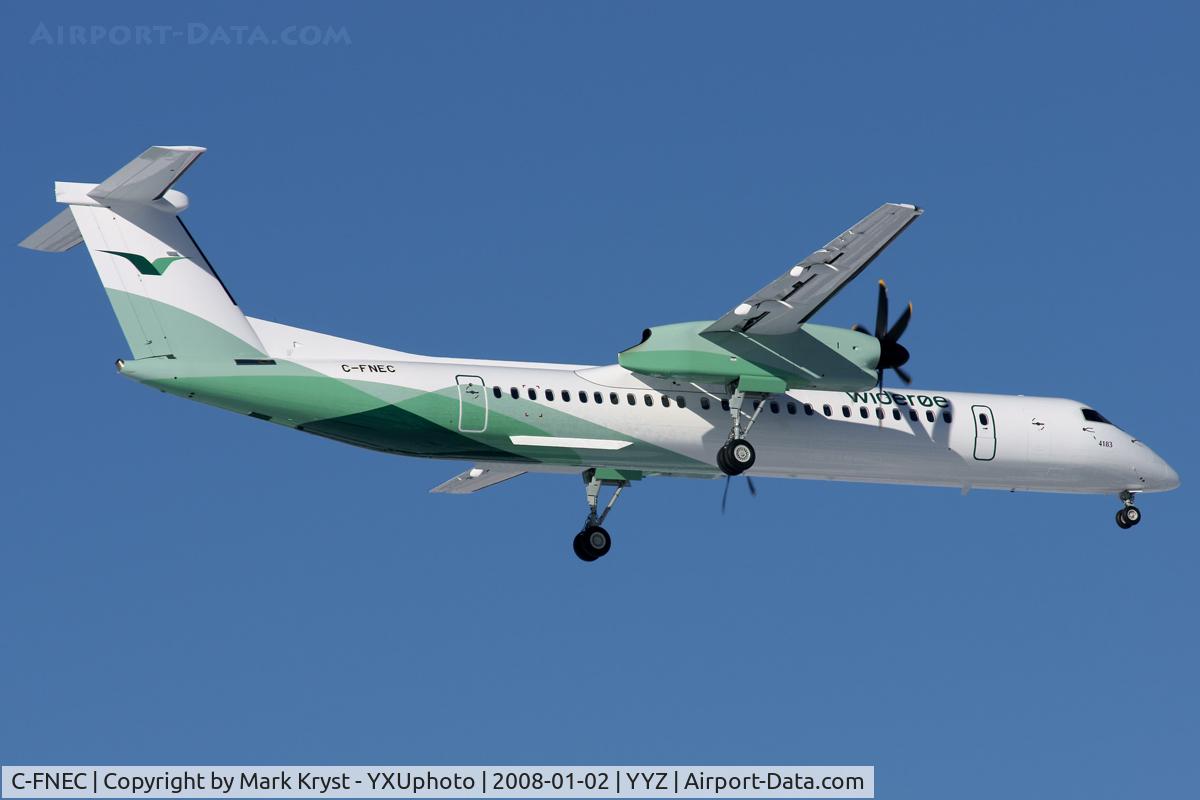 C-FNEC, 2007 De Havilland Canada DHC-8-402Q Dash 8 C/N 4183, Short final for RWY05.