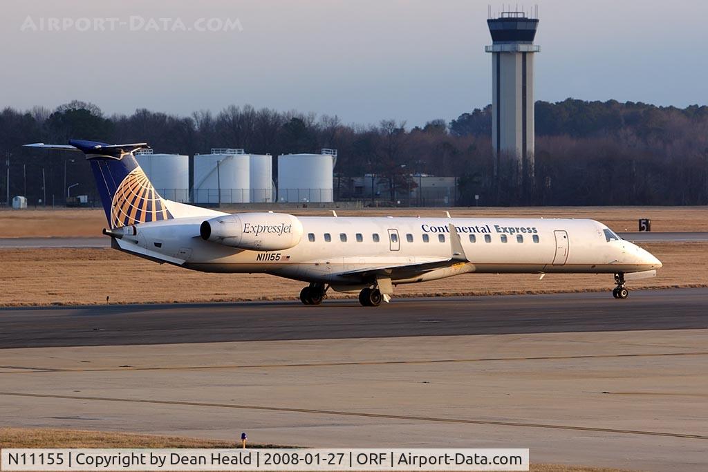 N11155, 2004 Embraer ERJ-145XR (EMB-145XR) C/N 145782, Continental Express (Operated by ExpressJet) N11155 (FLT BTA2780) from George Bush Houston Intercontinental Airport (KIAH) taxiing to the gate via Taxiway Charlie after arrival on RWY 5.
