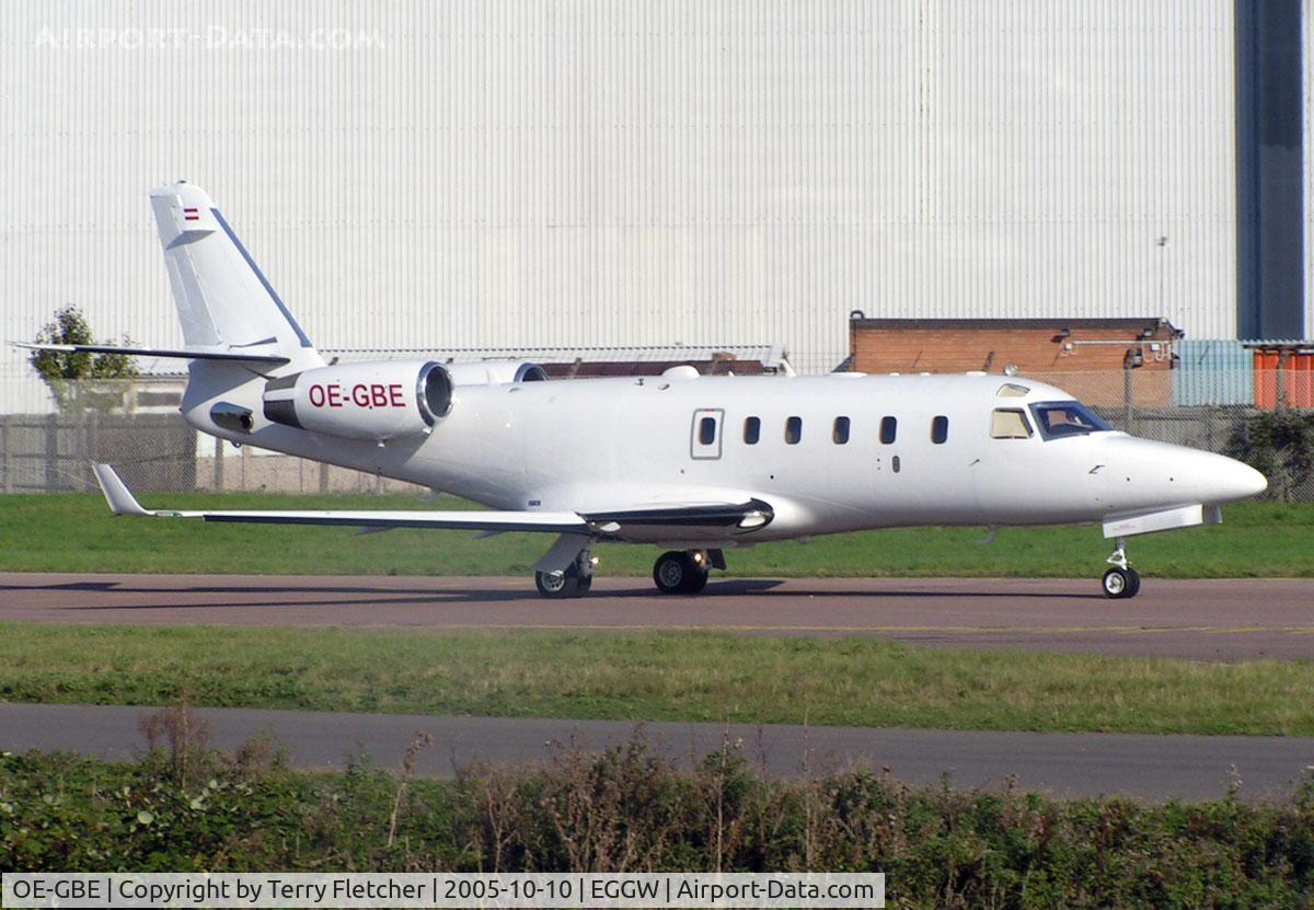 OE-GBE, 2004 Israel Aircraft Industries IAI-1124A Westwind II C/N 153, Austrian Astra taxies out from Luton in 2005
