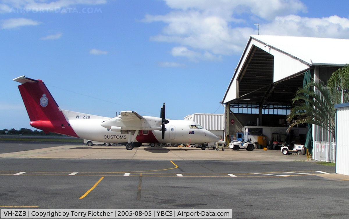 VH-ZZB, 1996 De Havilland Canada DHC-8-202 Dash 8 C/N 424, Australian Customs Dash 8 emerges from the Maintenance hangar at Cairns in 2005