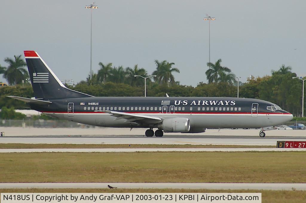 N418US, 1989 Boeing 737-401 C/N 23985, US Airways 737-400