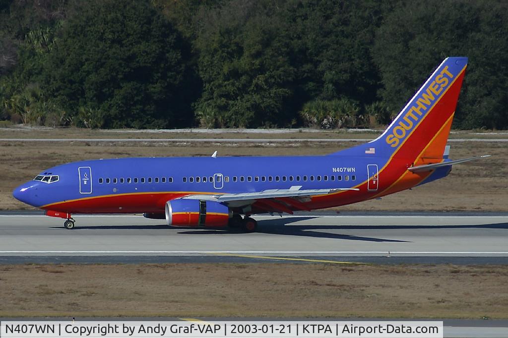 N407WN, 2001 Boeing 737-7H4 C/N 29817, Southwest 737-700