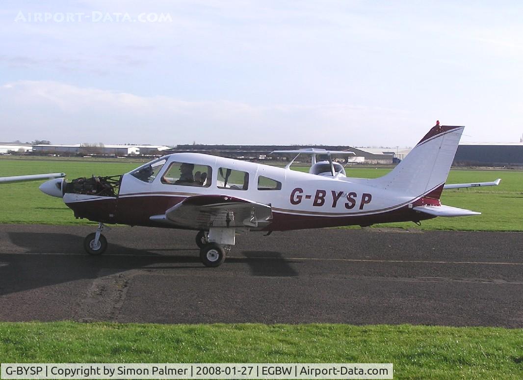G-BYSP, 1985 Piper PA-28-181 Cherokee Archer II C/N 28-8590047, PA-28 taxiing at Wellesbourne