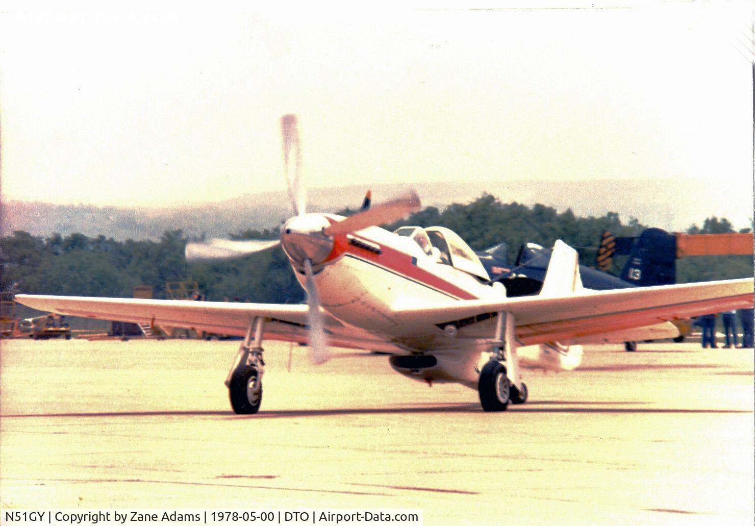 N51GY, 1946 North American F-51 C/N 44-73142, Registered as N6173C owned by the late Vern Peterson (Mr. Peterson was killed in this aircaft) . With Bob Hoover at the controls - Denton, TX