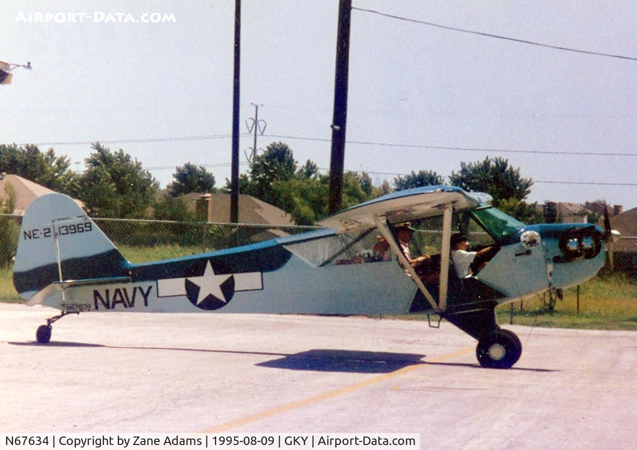 N67634, 1942 Piper J3C-65 Cub C/N 13969, Piper Navy NE-2  at Arlington - Preparing for it's 50th anniversary flight - Delivered to US Navy 08.09.45