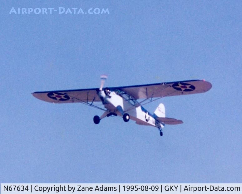 N67634, 1942 Piper J3C-65 Cub C/N 13969, Piper Navy NE-2  at Arlington - On it's 50th anniversary flight - Delivered to US Navy 08.09.45