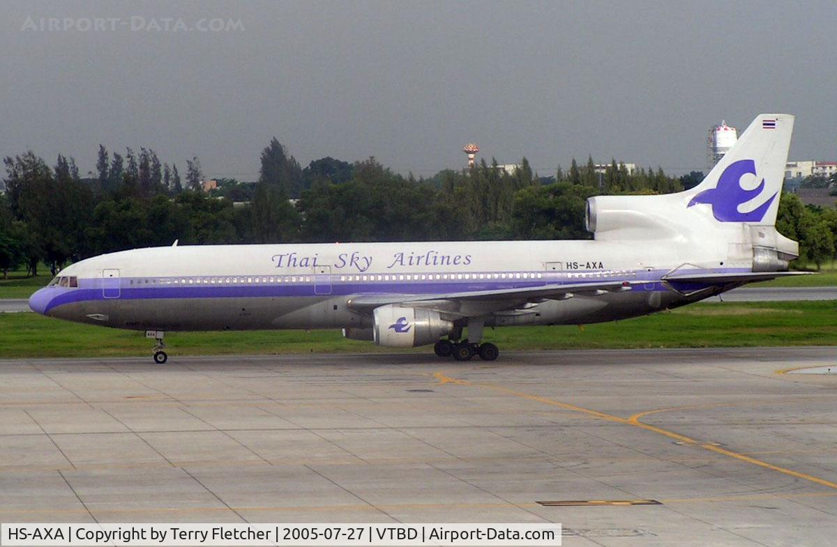 HS-AXA, 1977 Lockheed L-1011-385-1 TriStar 1 C/N 193C-1147, This aircraft spent its first 20 years operating as N722DA for Delta , this was followed by 6 years of storage at Victorville before resurfacing with Thai Sky
