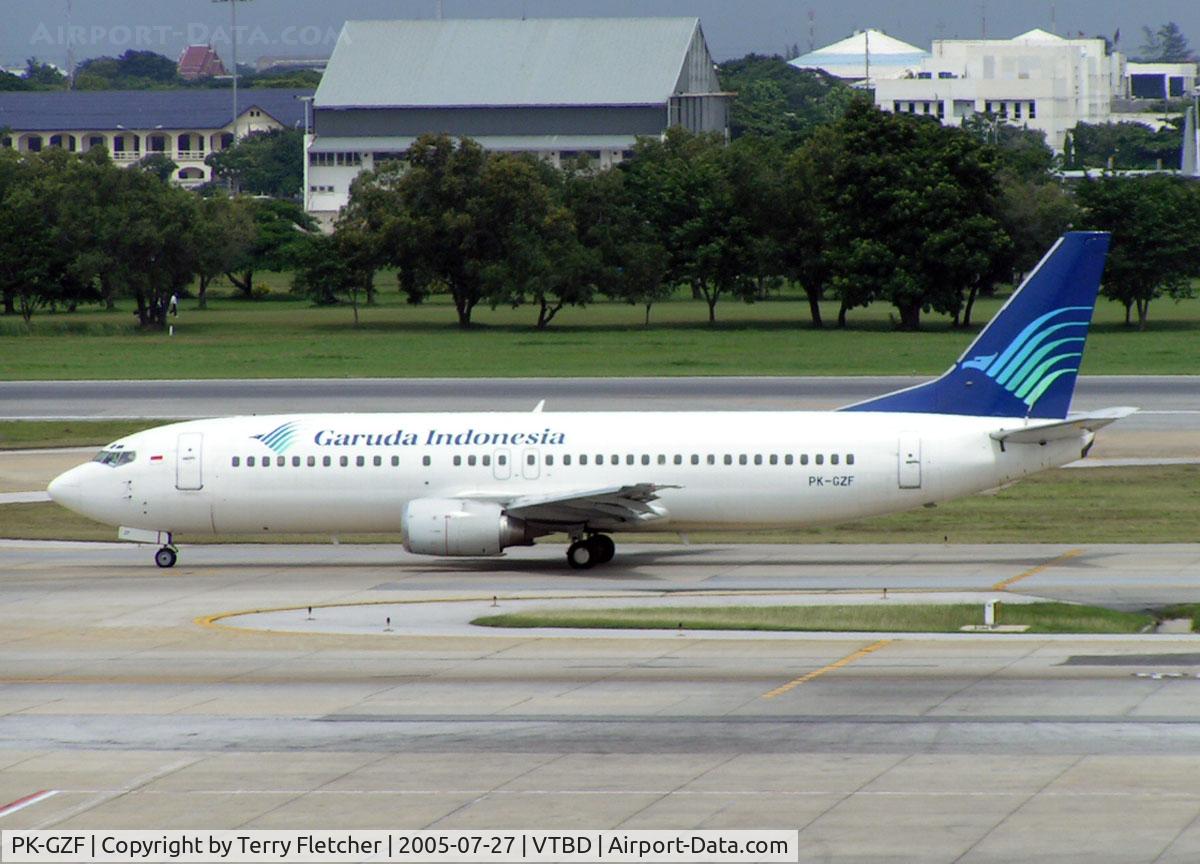 PK-GZF, 1998 Boeing 737-400 C/N 29201, Garuda B737 taxies out at Bangkok