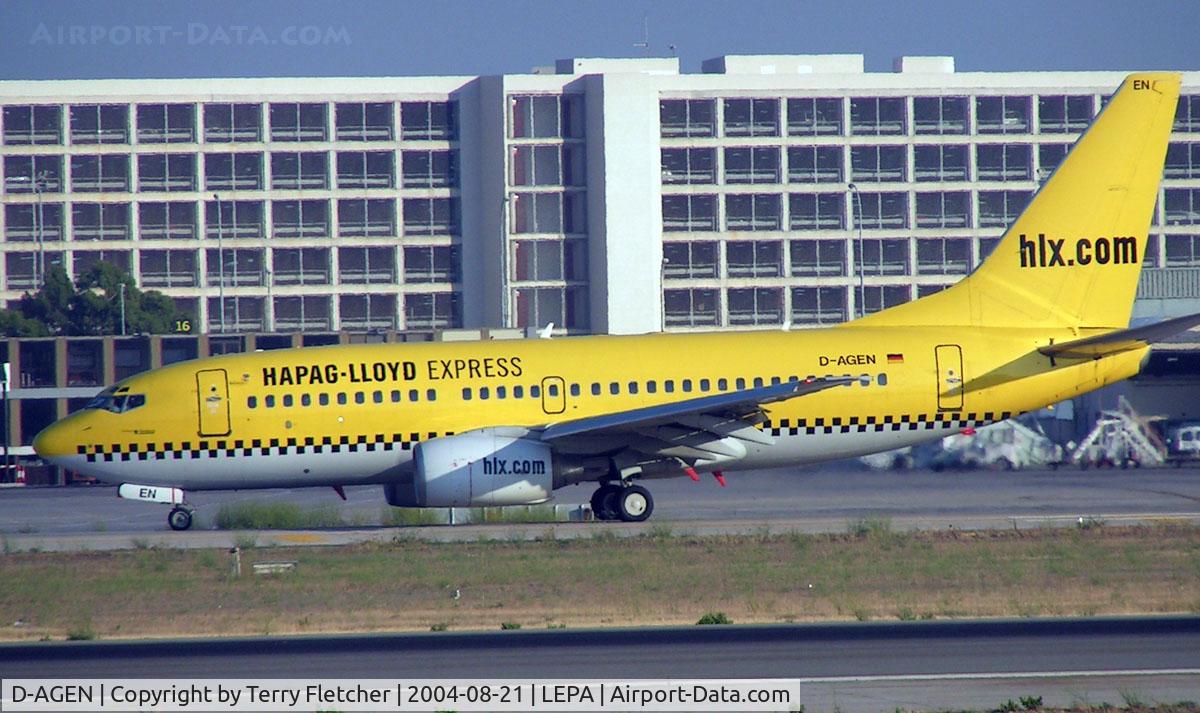 D-AGEN, 1998 Boeing 737-75B C/N 28100, Hapag Lloyd Express colourful B737 at Palma Majorca