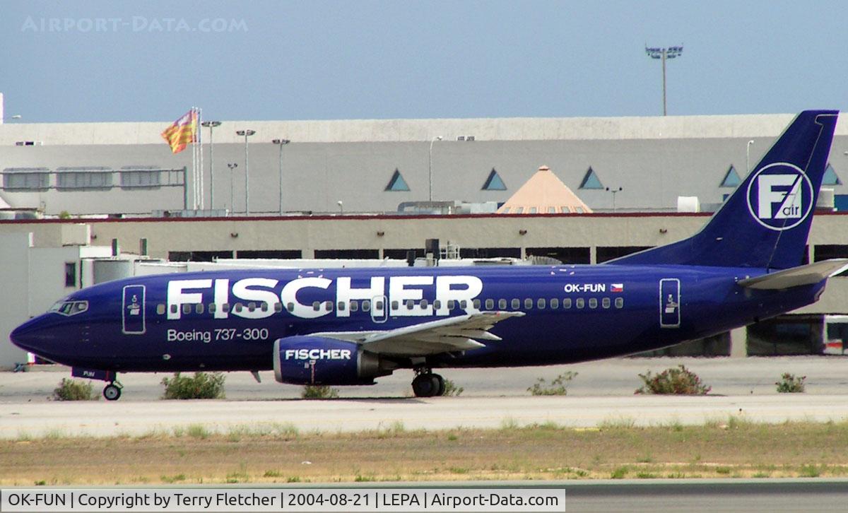 OK-FUN, 1997 Boeing 737-33A C/N 27910, Fischer's distinctive colouful scheme at Palma Majorca
