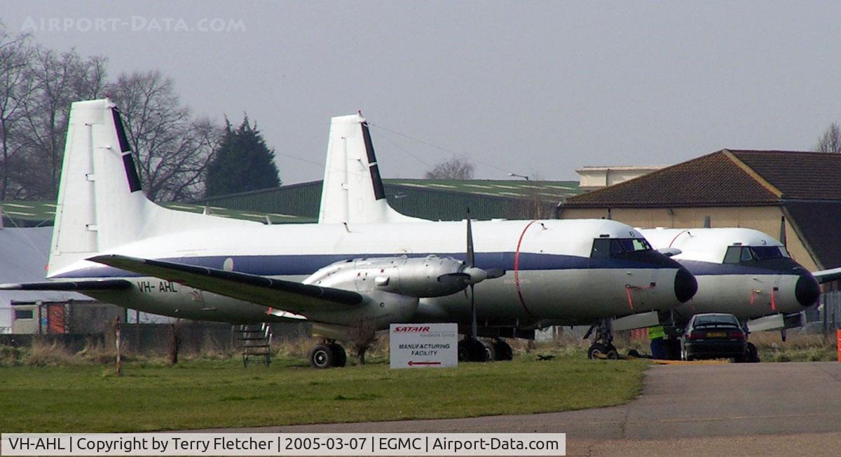 VH-AHL, 1969 Hawker Siddeley HS.748 Series 2 C/N 1606, A pair of ex Australian HS748 at Southend shortly after their ferry flight in 2005