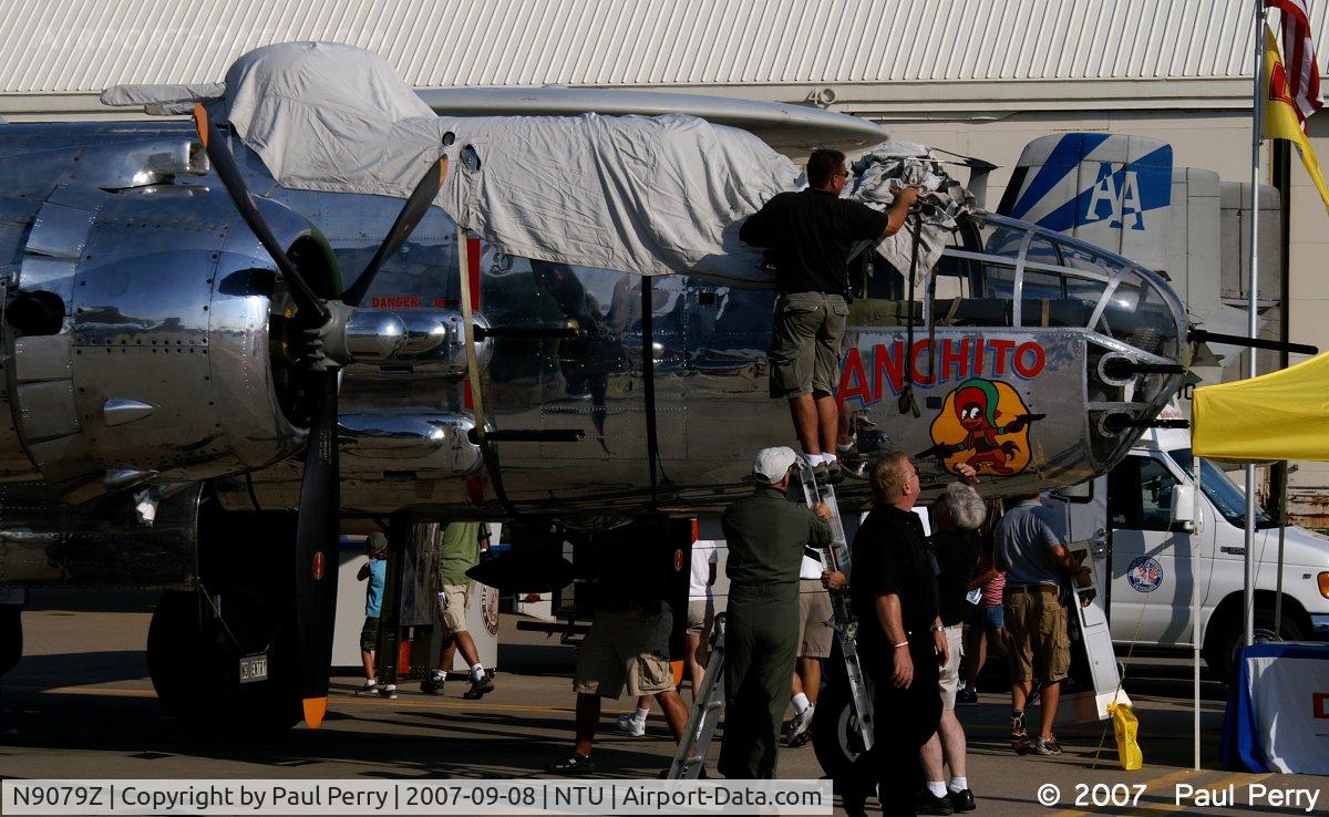N9079Z, 1944 North American TB-25N Mitchell C/N 108-34009, Closing up shop for the night
