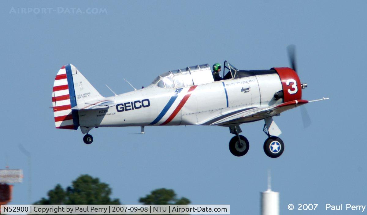 N52900, 1940 North American SNJ-2 Texan C/N 2010, Leaving Oceana, no show due to the tragic loss of a team member