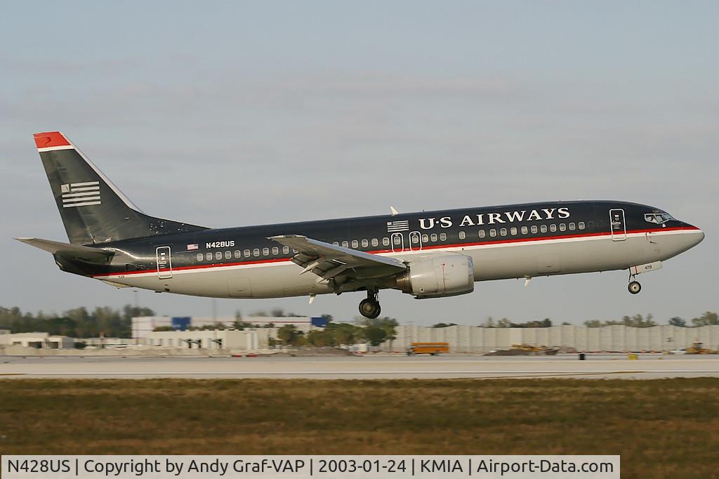 N428US, 1989 Boeing 737-4B7 C/N 24550, US Airways 737-400