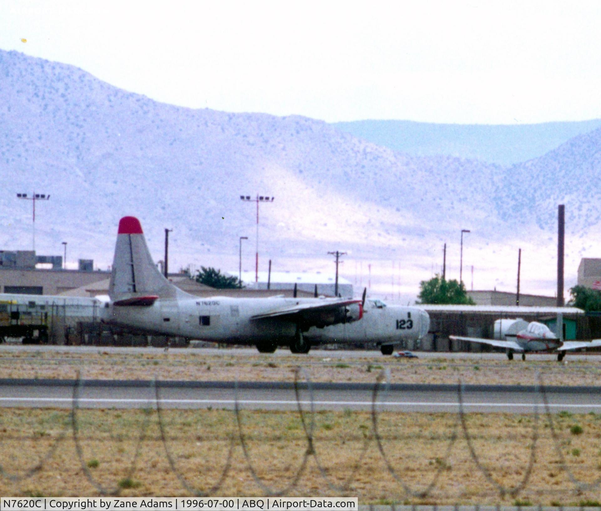 N7620C, 1945 Consolidated Vultee P4Y-2 Privateer C/N 66260, Hawkins and Powers - PB4-Y2 - Tanker 123 - at Albuquerque, NM.  This aircraft shed a wing and crashed near Estes Park, Colorado on July 18, 2002, killing its crew of two