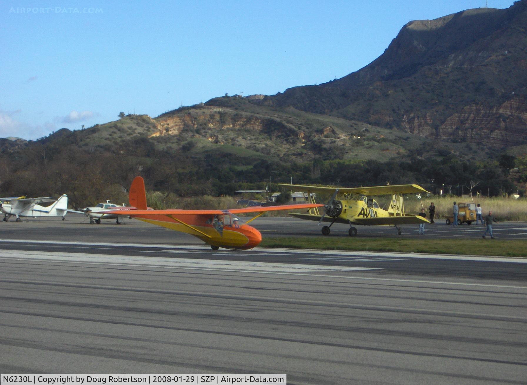N6230L, 1964 Schweizer SGU 2-22E C/N 182, 1964 Schweizer SGU 2-22E Glider landing roll Rwy 22