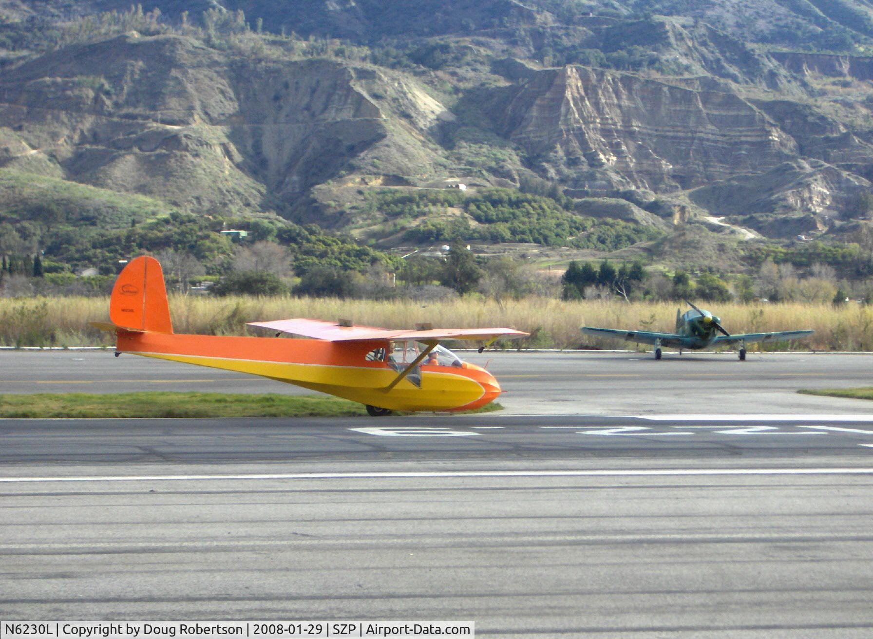 N6230L, 1964 Schweizer SGU 2-22E C/N 182, 1964 Schweizer SGU 2-22E Glider landing roll Rwy 22