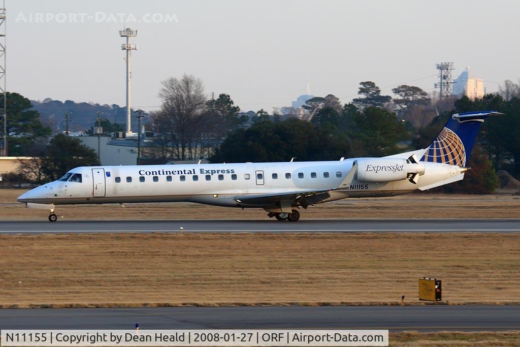N11155, 2004 Embraer ERJ-145XR (EMB-145XR) C/N 145782, Continental Express (Operated by ExpressJet) N11155 (FLT BTA2780) rolling out on RWY 5 after arrival from George Bush Houston Intercontinental Airport (KIAH).