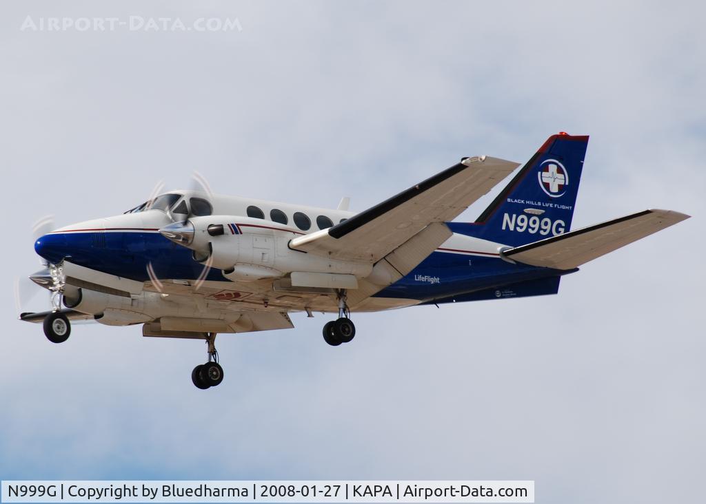 N999G, 1972 Beech A100 King Air C/N B-144, Black Hills Life Flight on approach to 17L