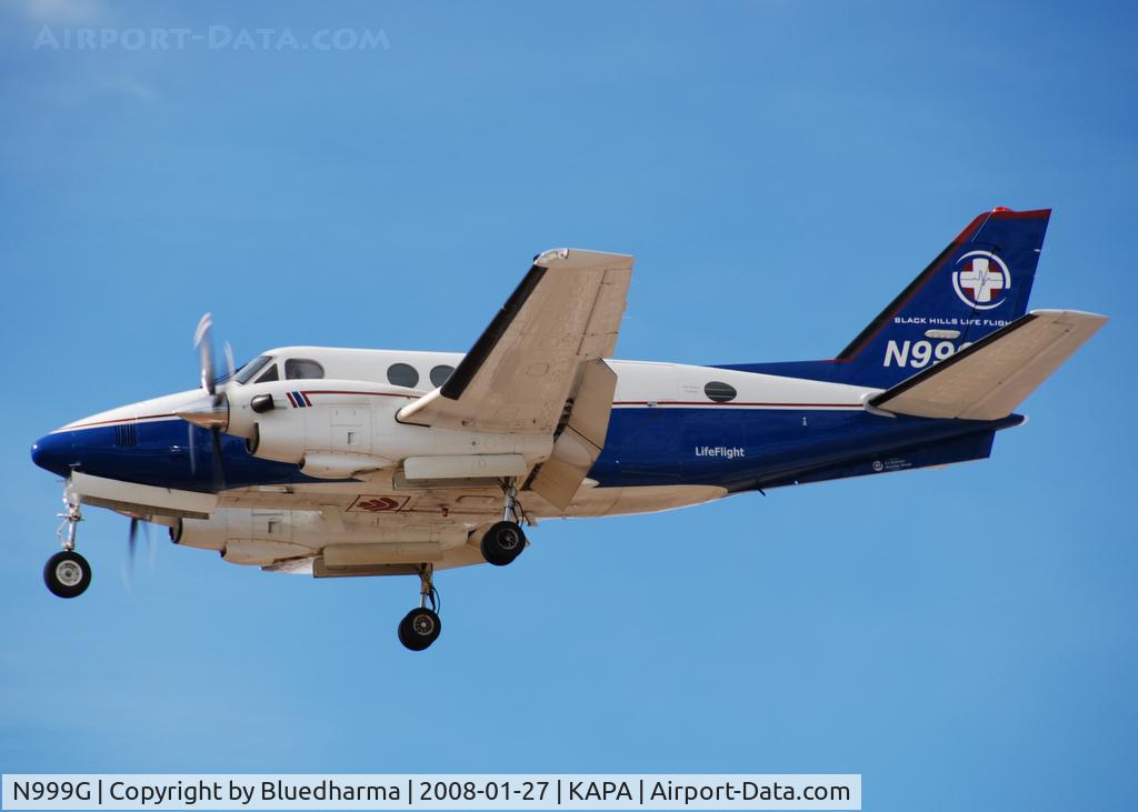 N999G, 1972 Beech A100 King Air C/N B-144, Black Hills Life Flight on approach to 17L