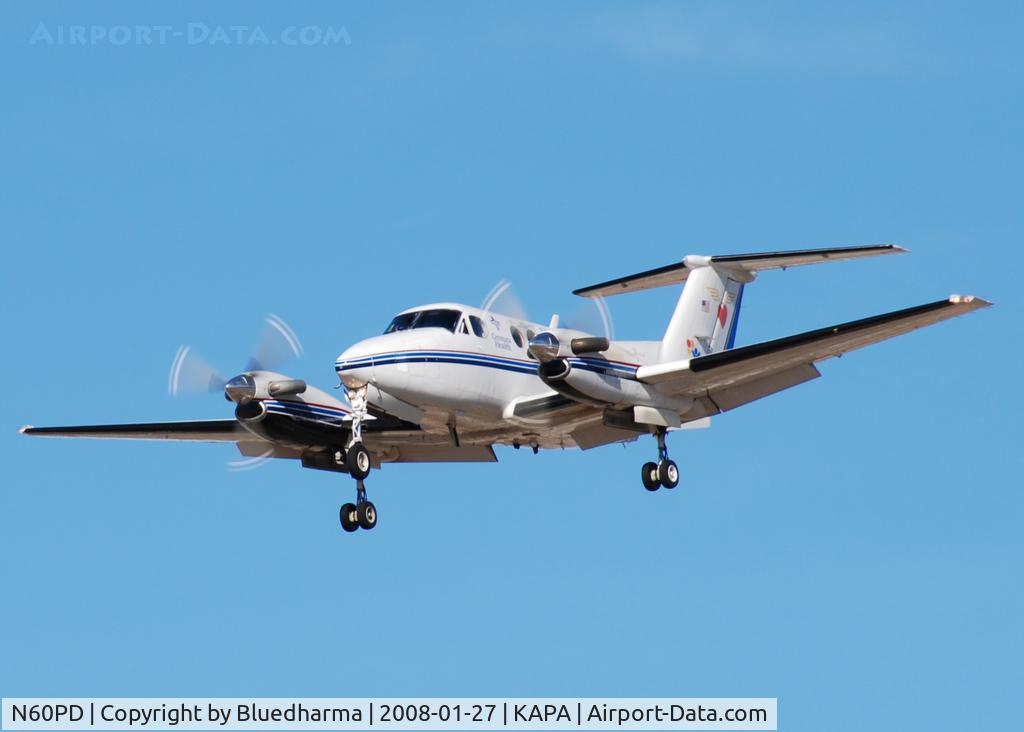 N60PD, 1975 Beech 200 Super King Air C/N BB-58, Children's Hospital Flight for Life on approach to 17L.