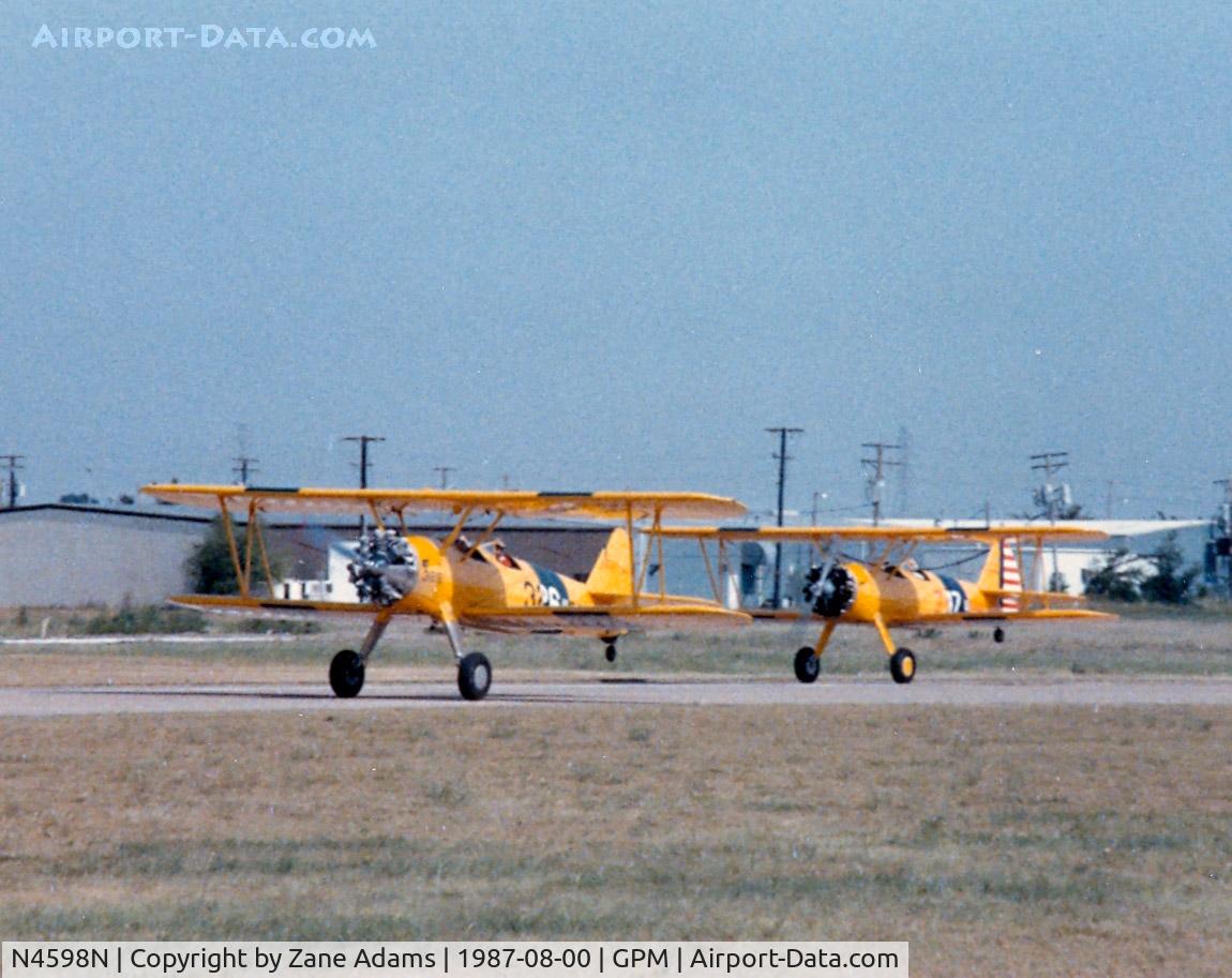 N4598N, Boeing N2S-3 C/N 0000, N4598N and N3972U take off from Grand Prairie
