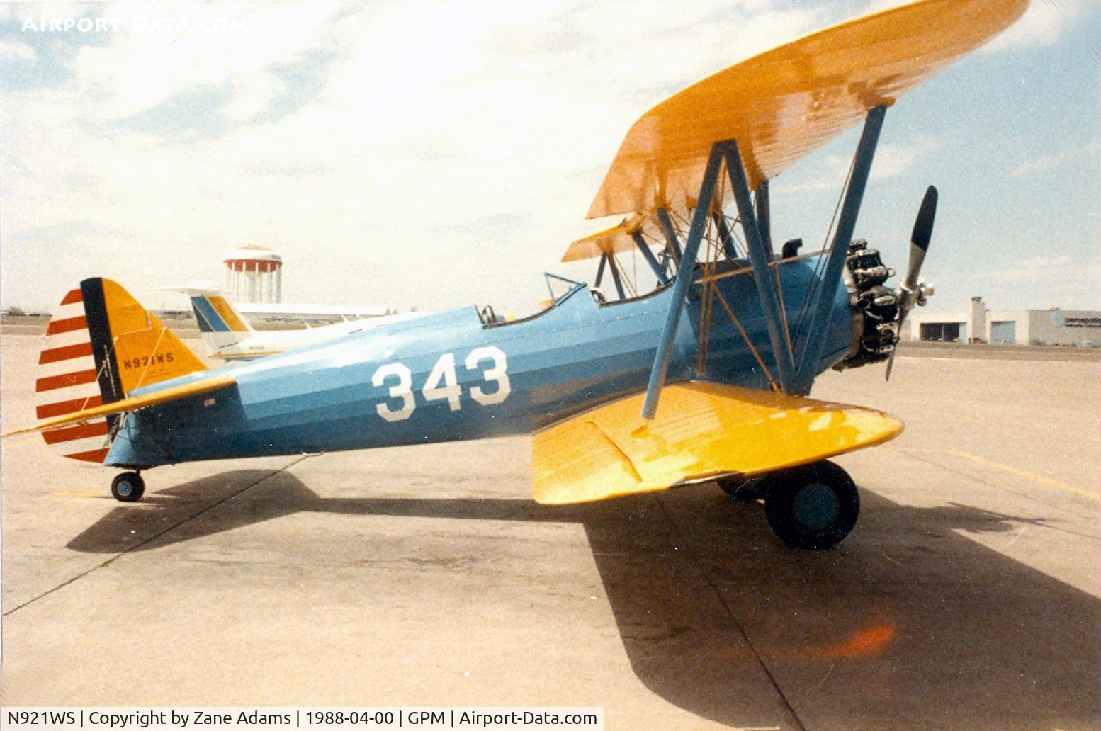 N921WS, 1942 Boeing A75N1(PT17) C/N 75-5165, Stearman at Grand Prairie - This aircraft has been shown flying in Europe