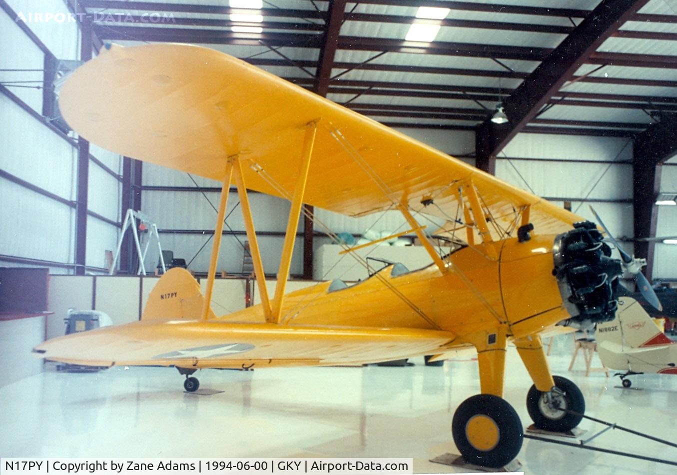 N17PY, 1942 Boeing A75N1 (PT17) C/N 75-5554, Stearman at Arlington - I had my first Stearman ride in this airplane!