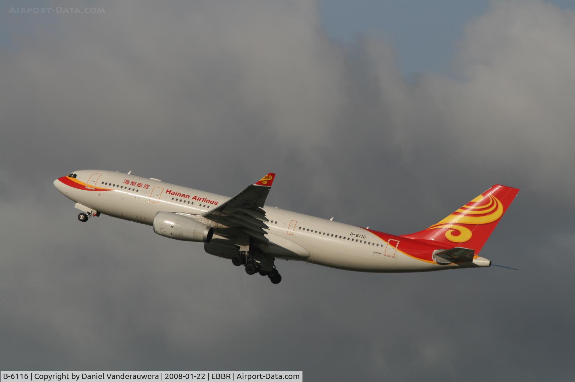 B-6116, 2007 Airbus A330-243 C/N 875, flight HU492 is taking off on rwy 25R