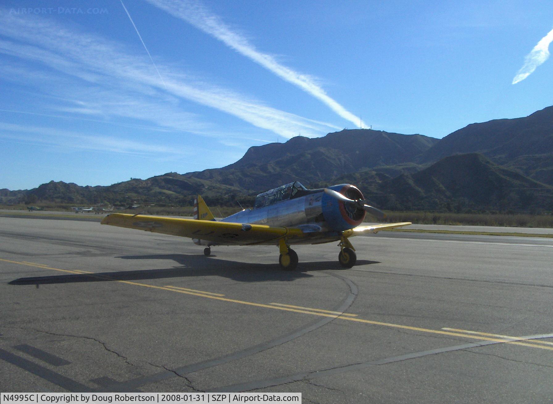 N4995C, 1949 North American T-6G Texan C/N 168-481, 1949 North American T-6G TEXAN 'Thirsty Girl', P&W R-1340 600 Hp, taxi to Rwy 04